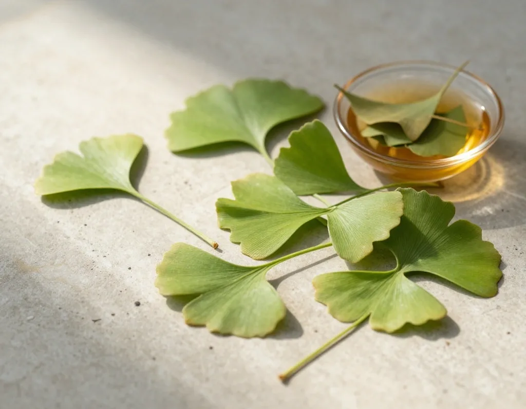Ginkgo biloba leaves as a botanical specimen